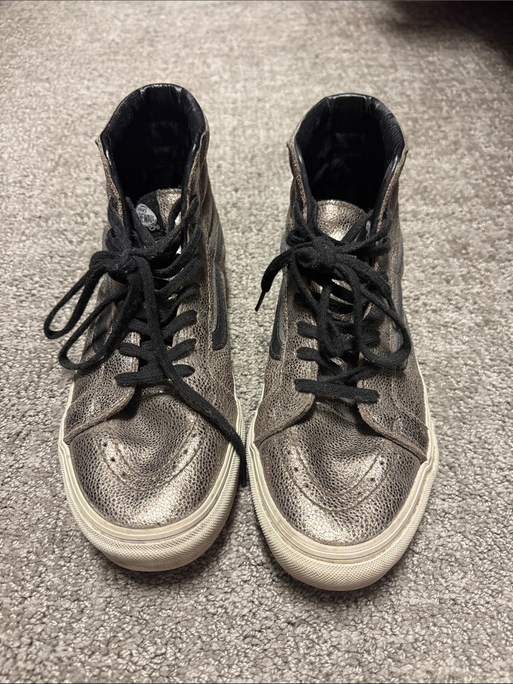 Vans Metallic Pewter and Black High-Top Sneakers
